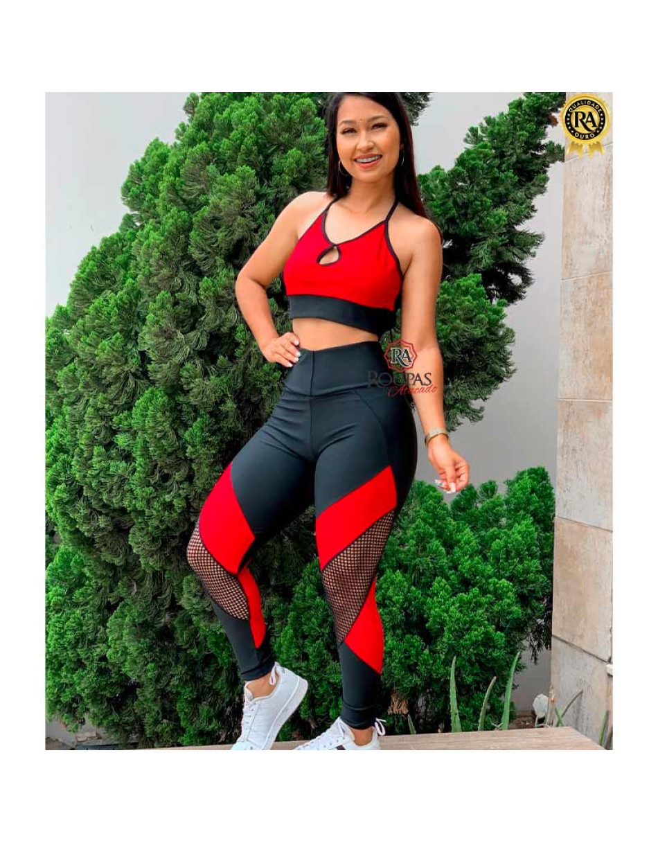 Conjunto Top E Calça Fitness com Detalhes 