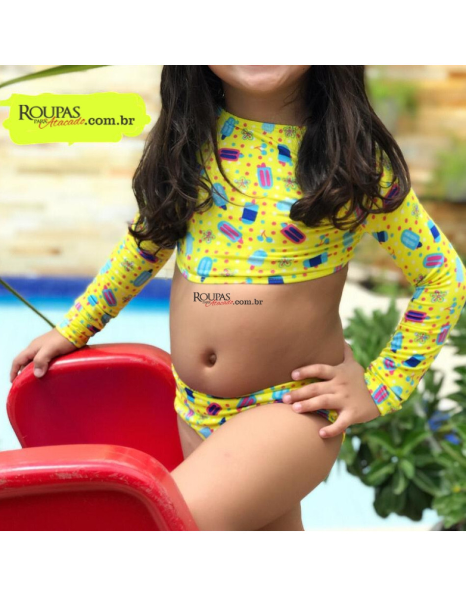 Biquini infantil manga longa Estampado