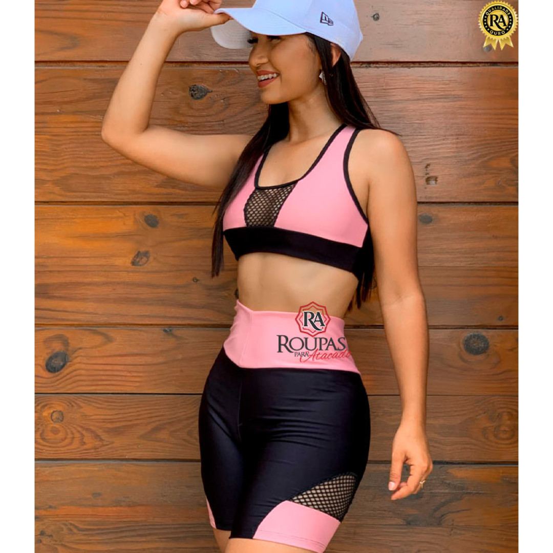 Conjunto Fitness Graciane Top E Short Com Detalhes