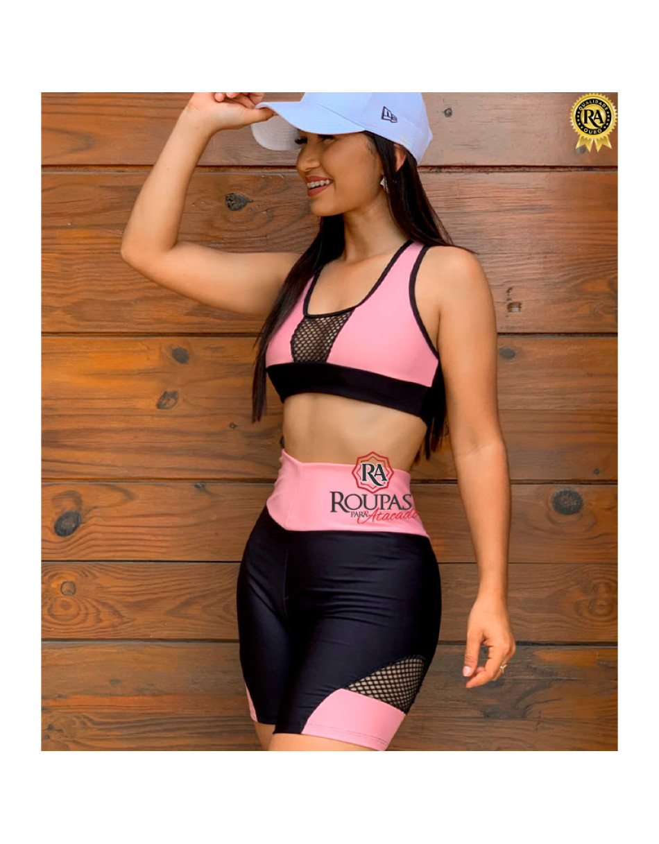 Conjunto Fitness Graciane Top E Short Com Detalhes