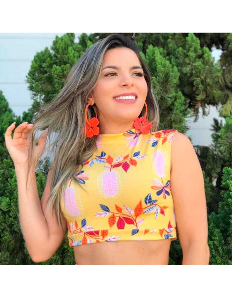 Cropped Feminina Estampada Leila