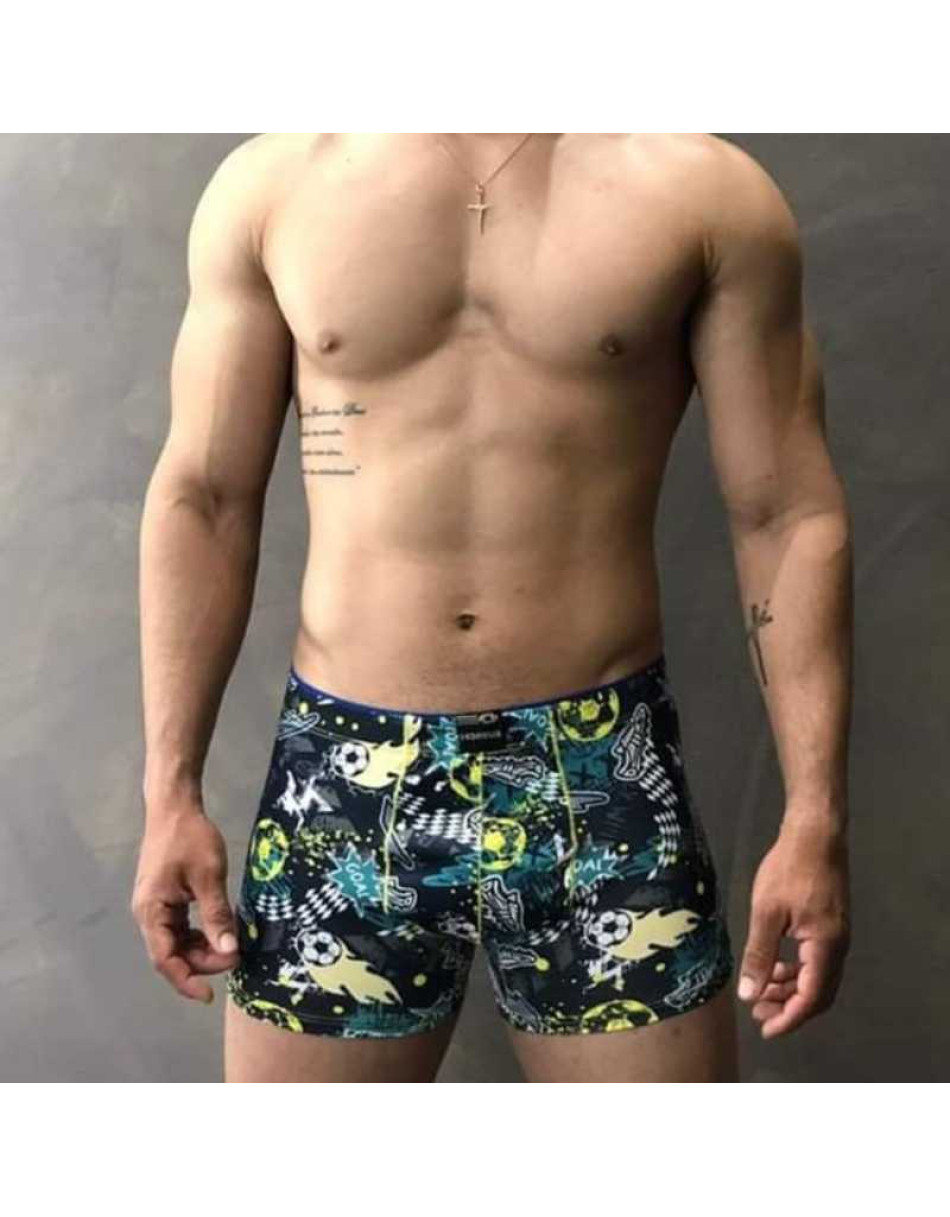 Cueca Boxer Microfibra Estampada Adulta