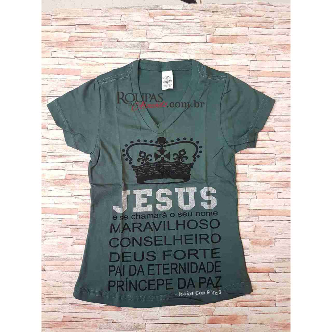 Blusa Baby Look Infantil Com Frases Evangelica