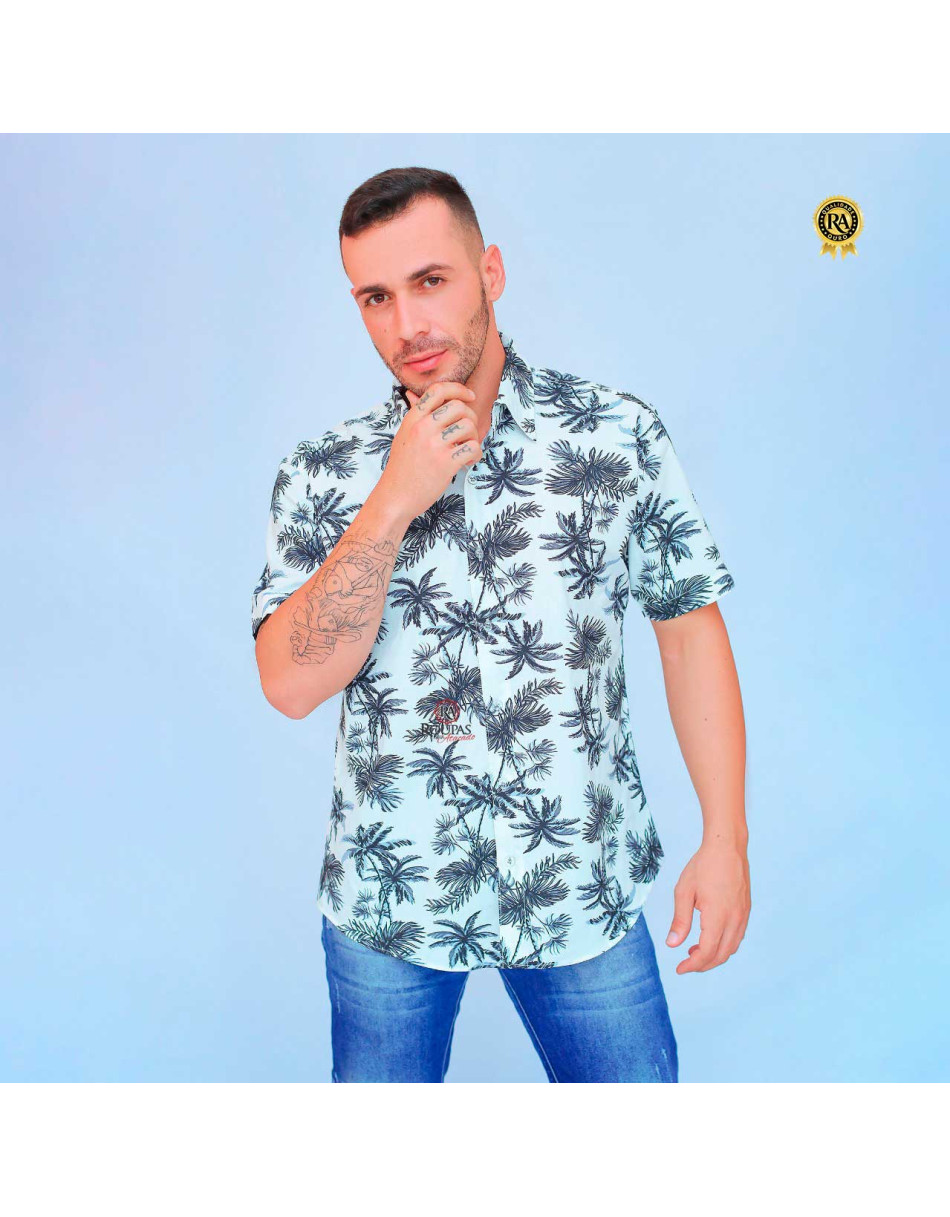 Camisa Social Masculina Floral