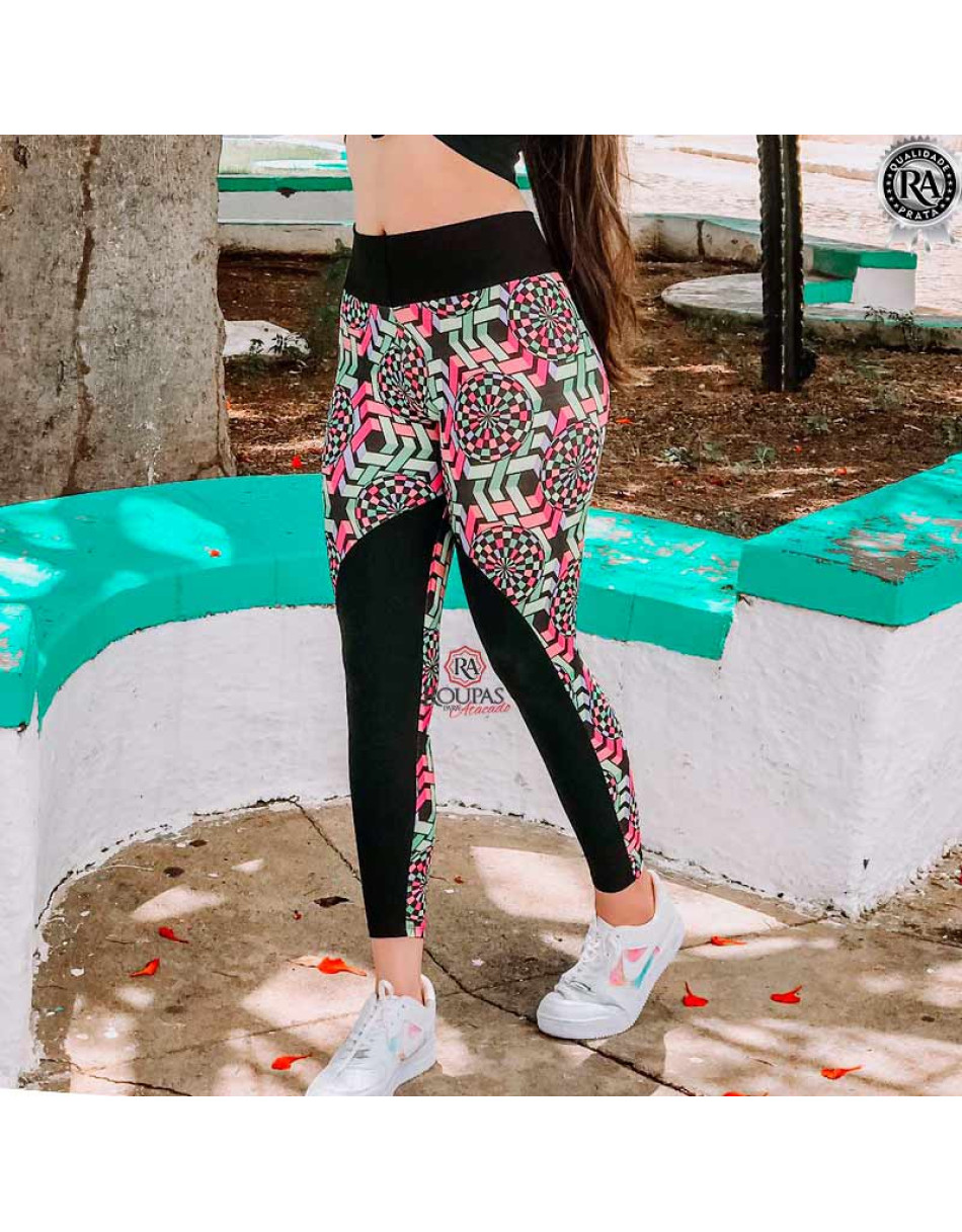 Calça Legging Fitness Suplex Com Detalhes