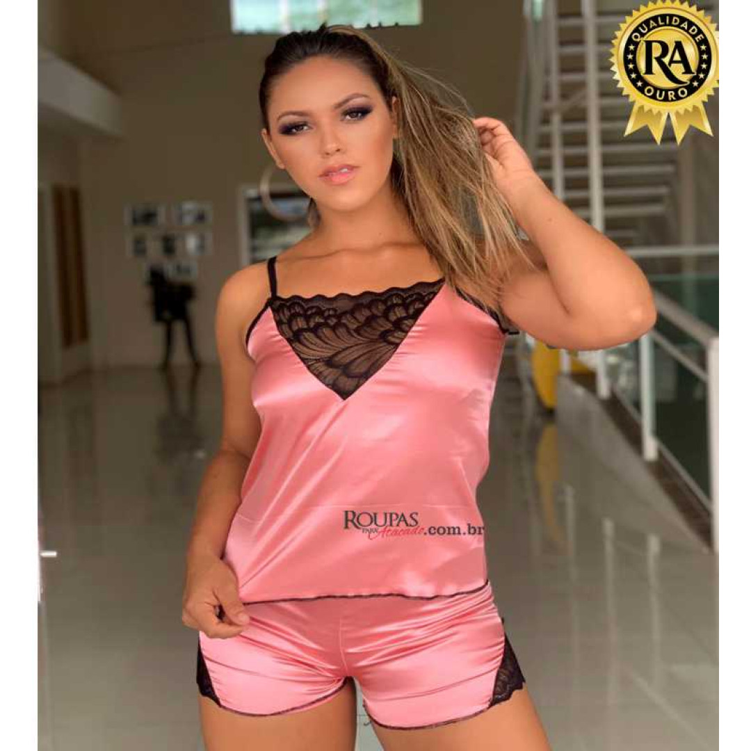 Baby Doll Pijama Cetim Com Elastano