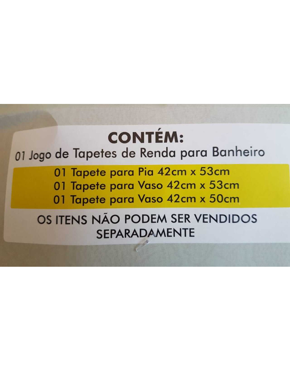 Jogo de Tapetes de Renda para Banheiro 3 peças