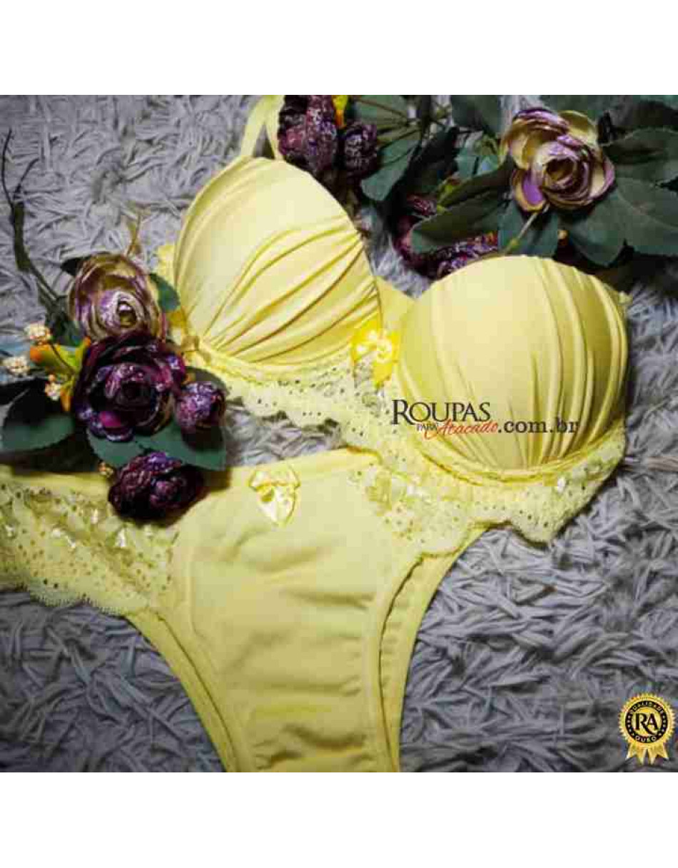 Conjunto Lingerie Sutiã Franzido