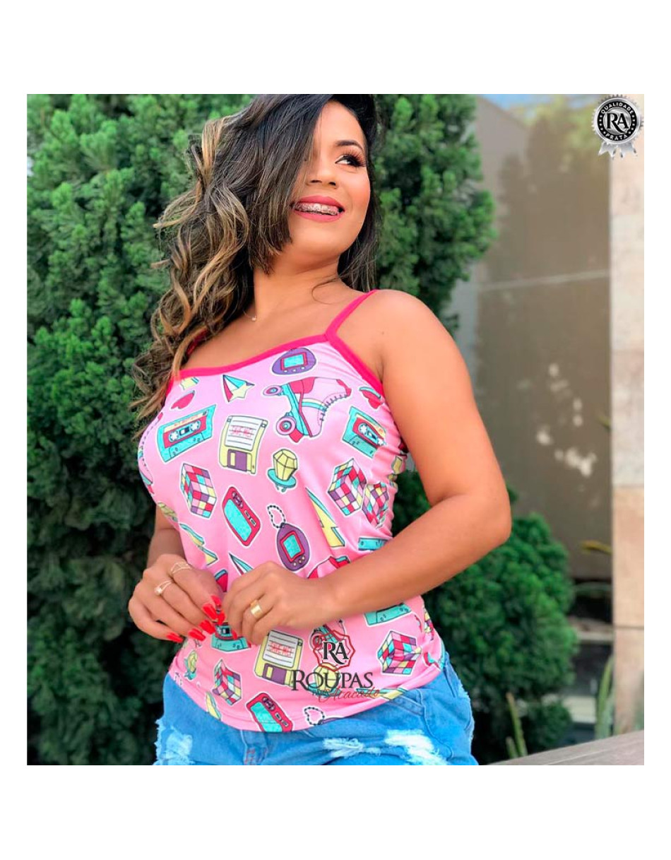 Blusa Alcinha Em Malha Leila Estampada