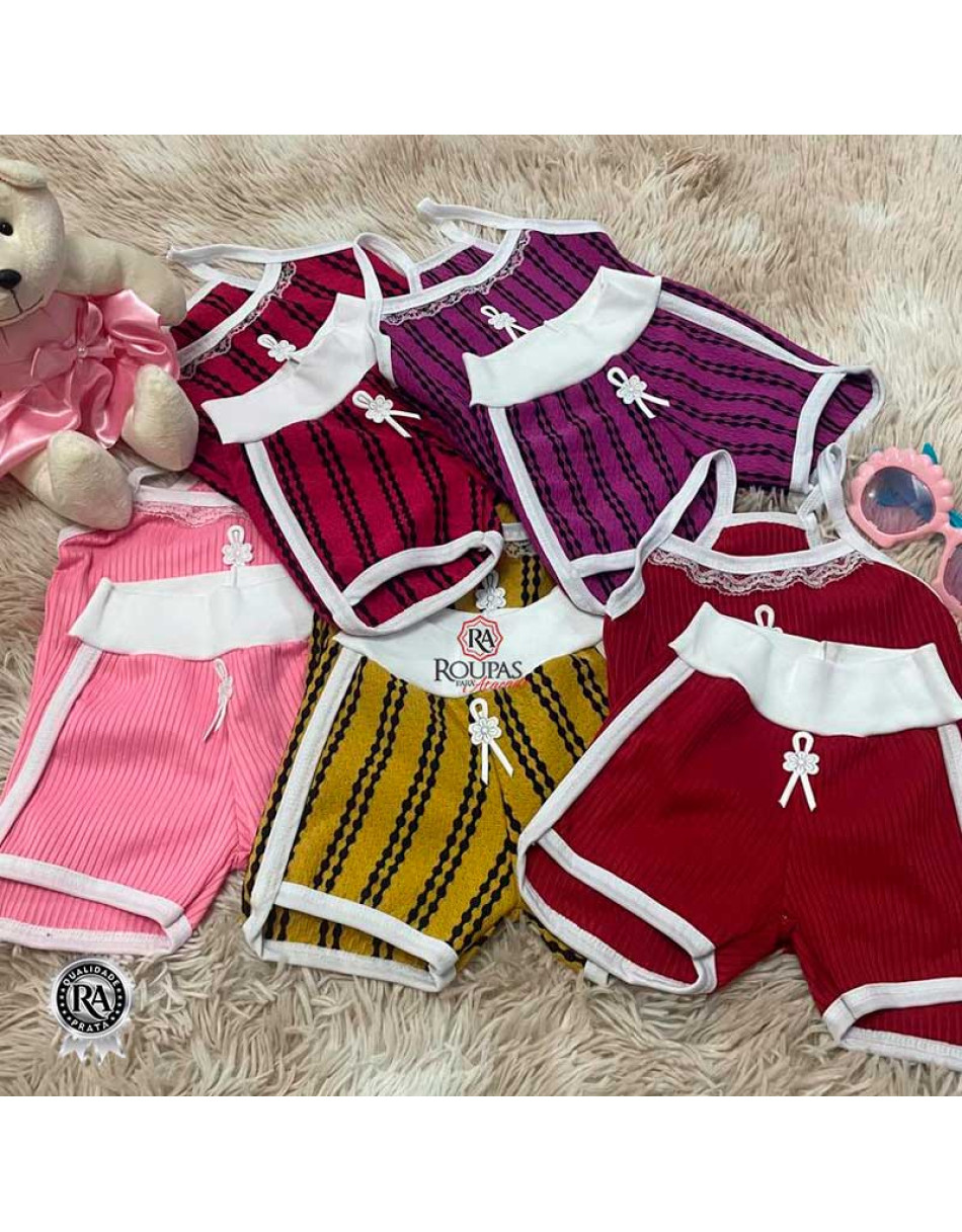 Conjunto Bebe alcinha estampada