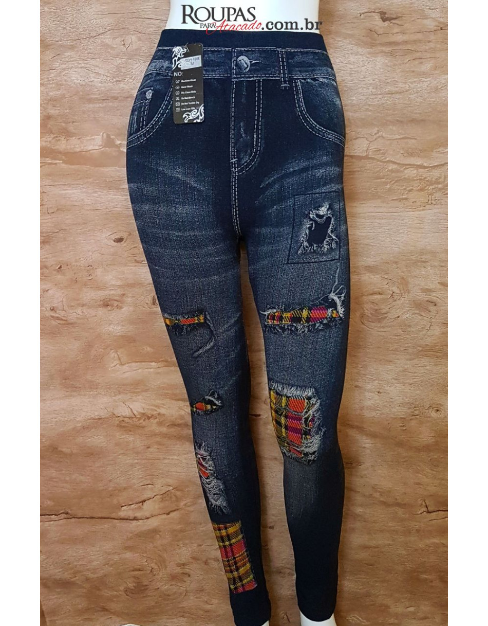 Calça Legging Jeans Fake