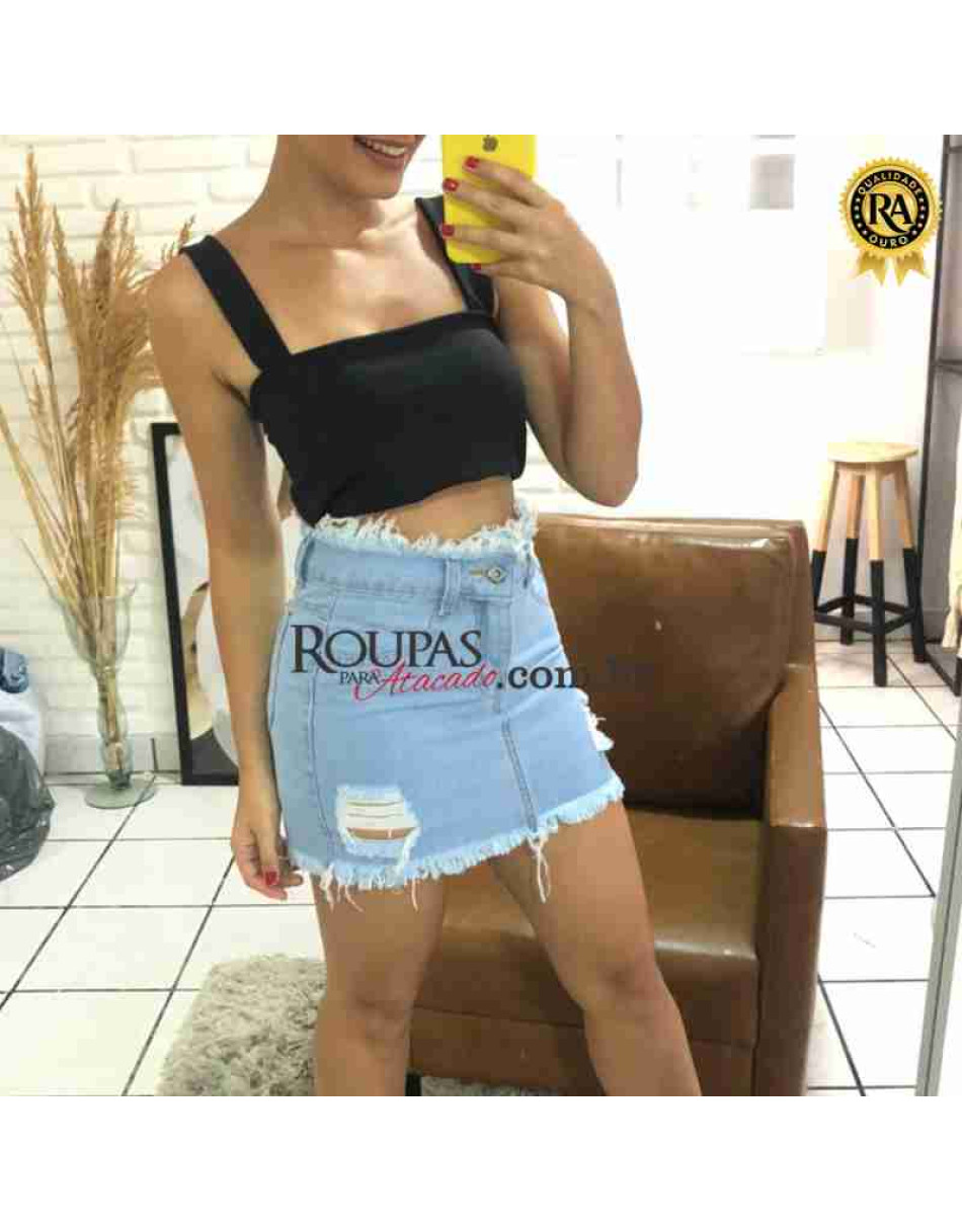 Saia Curta Jeans Feminina