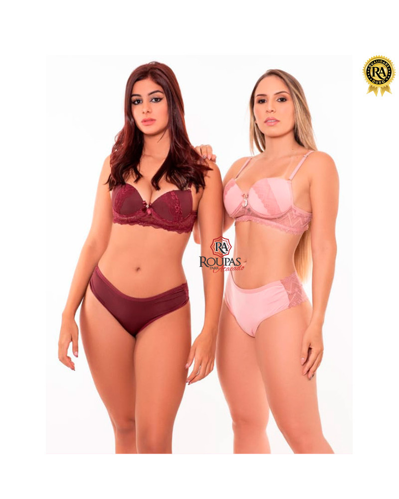 Conjunto Lingerie Pérola Com Detalhes Em Renda No Bojo E Calcinha