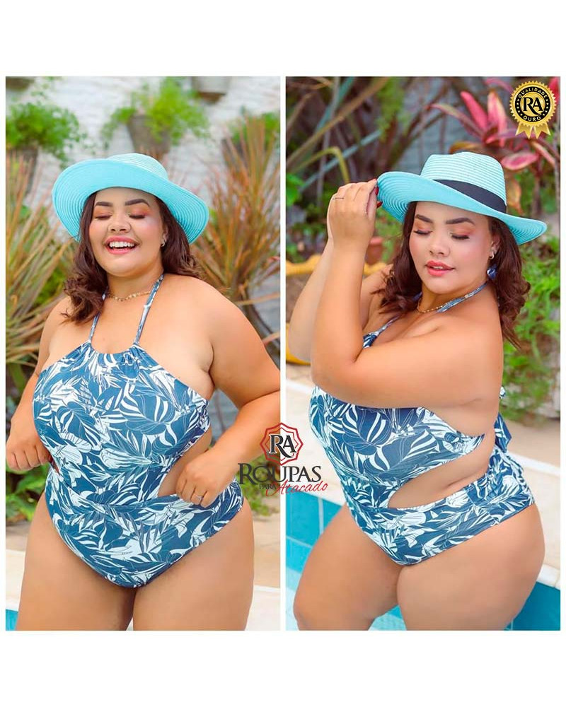 Maiô Alça Fina Estampado Plus Size