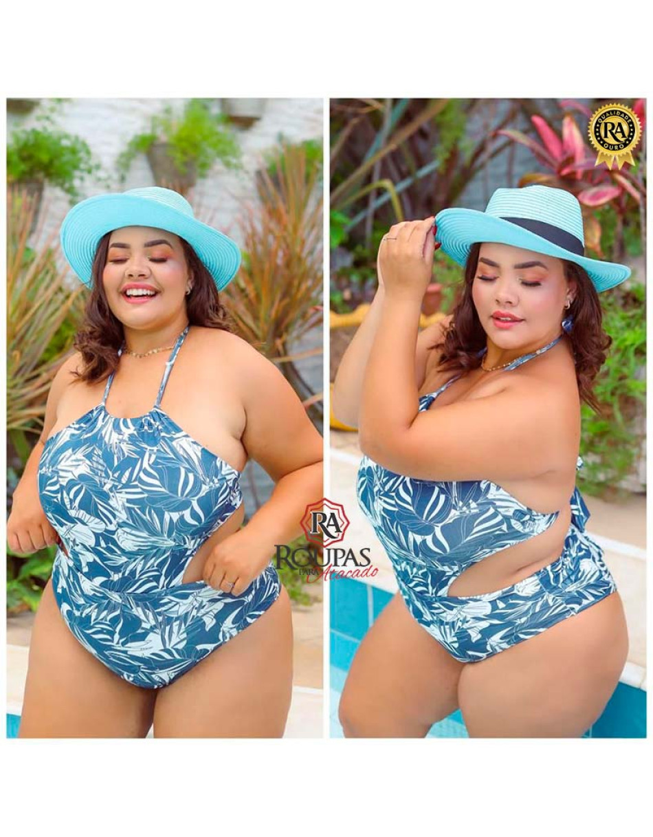 Maiô Alça Fina Estampado Plus Size