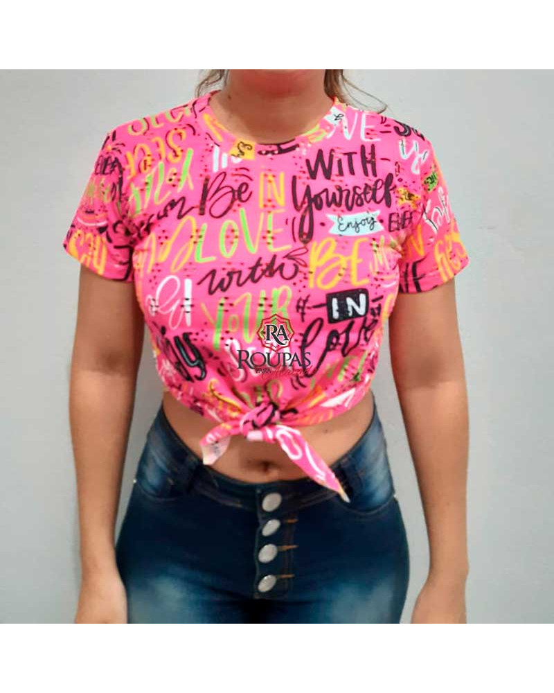 Cropped Feminino Estampado Arrastão