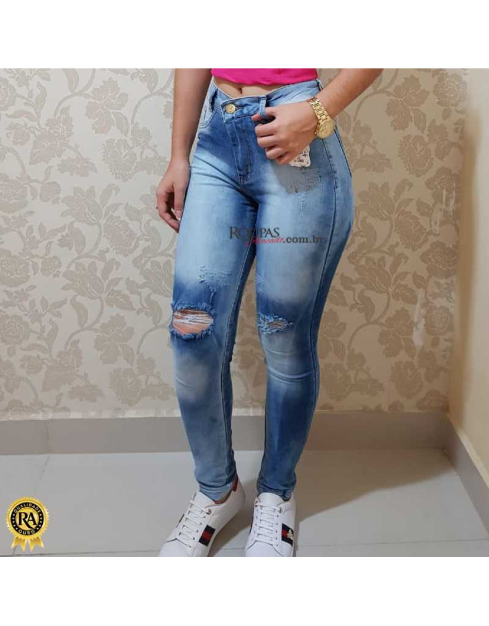 CALÇA JEANS FEMININA CINTURA ALTA