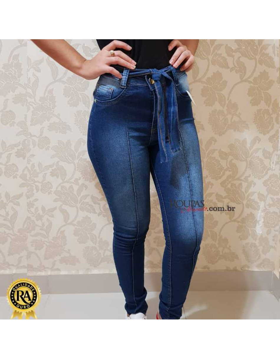 Calça Jeans Com laço Cintura Alta