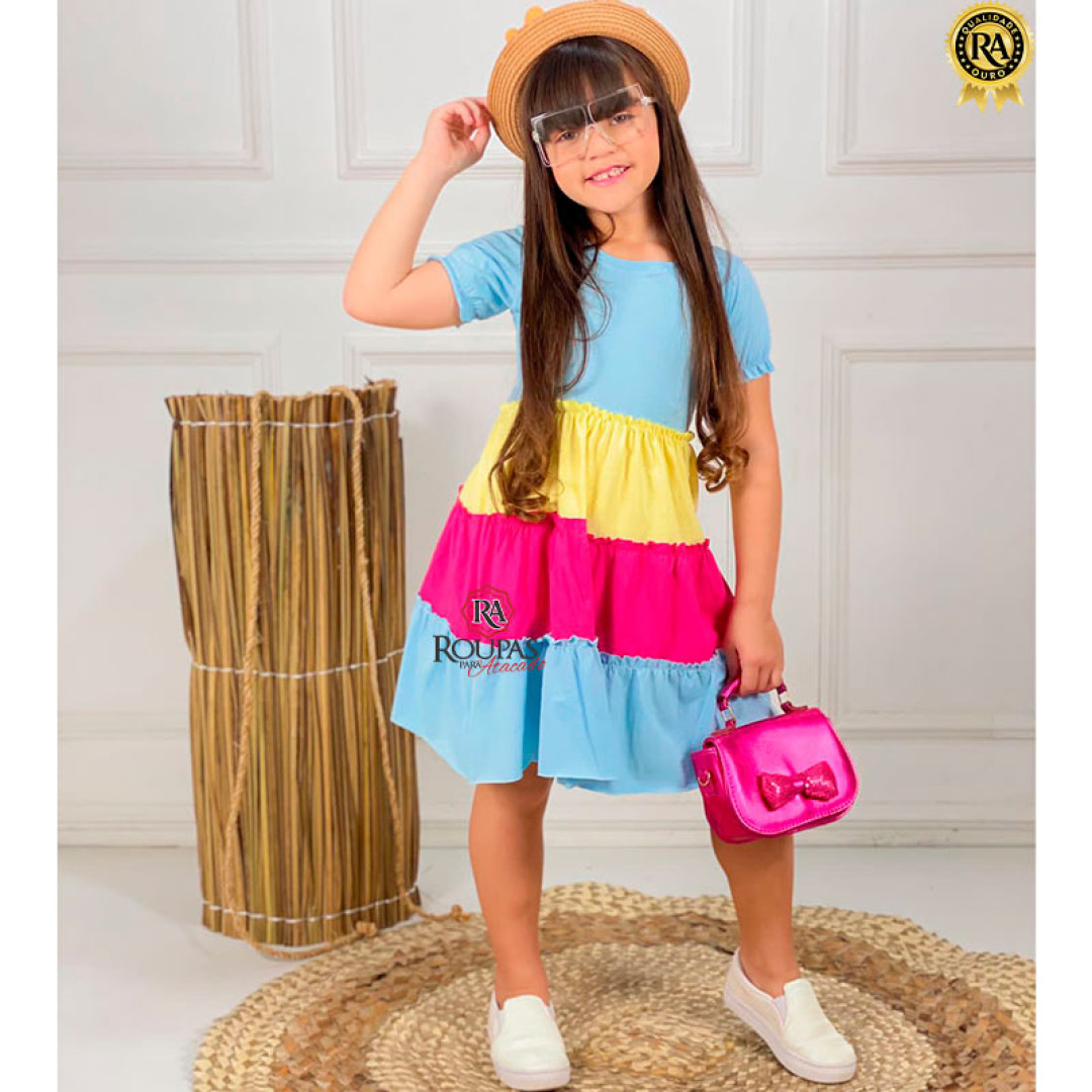 Vestido Infantil Três Marias Bicolor