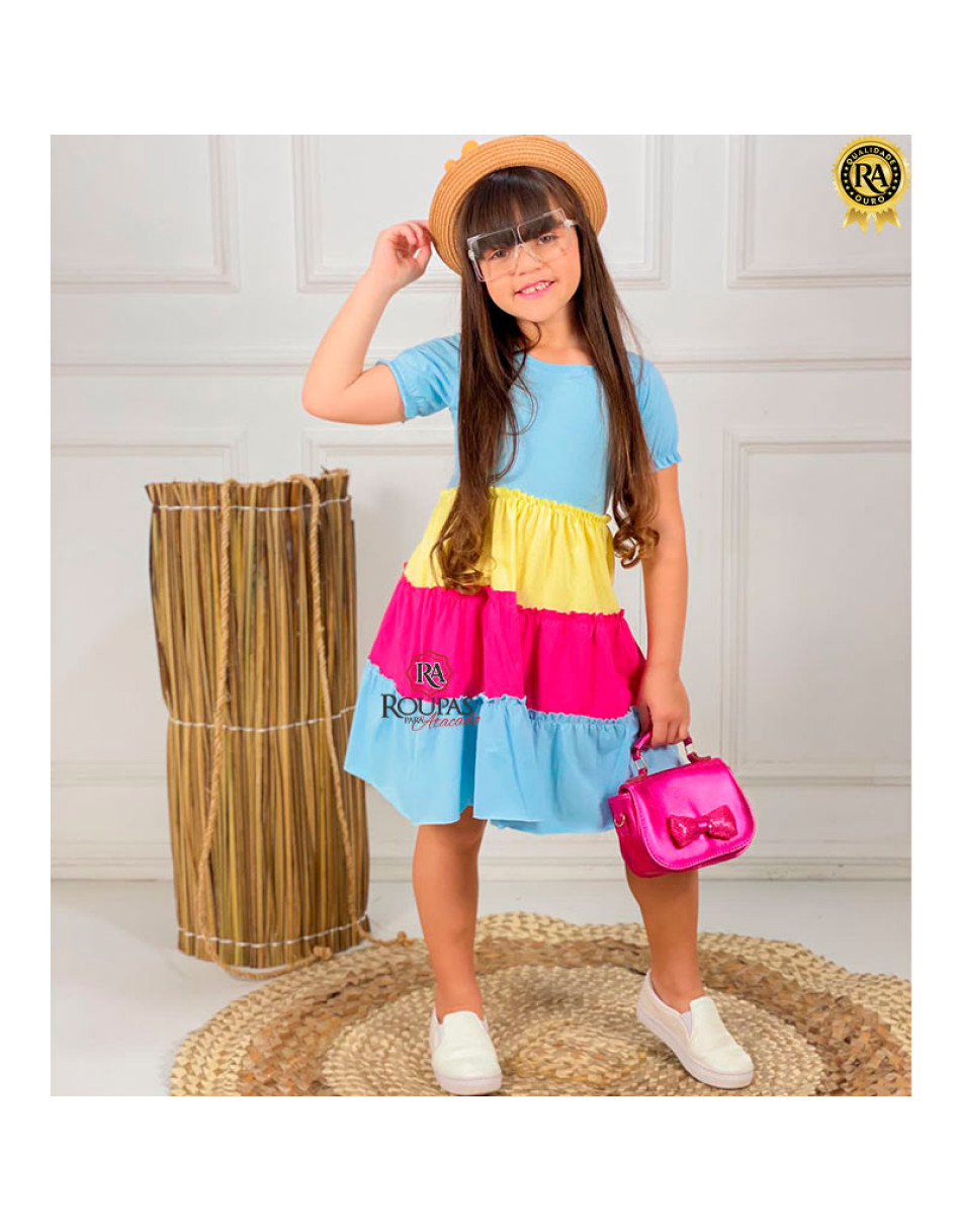 Vestido Infantil Três Marias Bicolor 