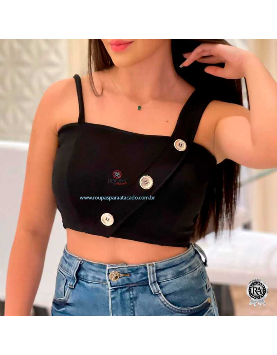 Top Cropped Crepe Liso