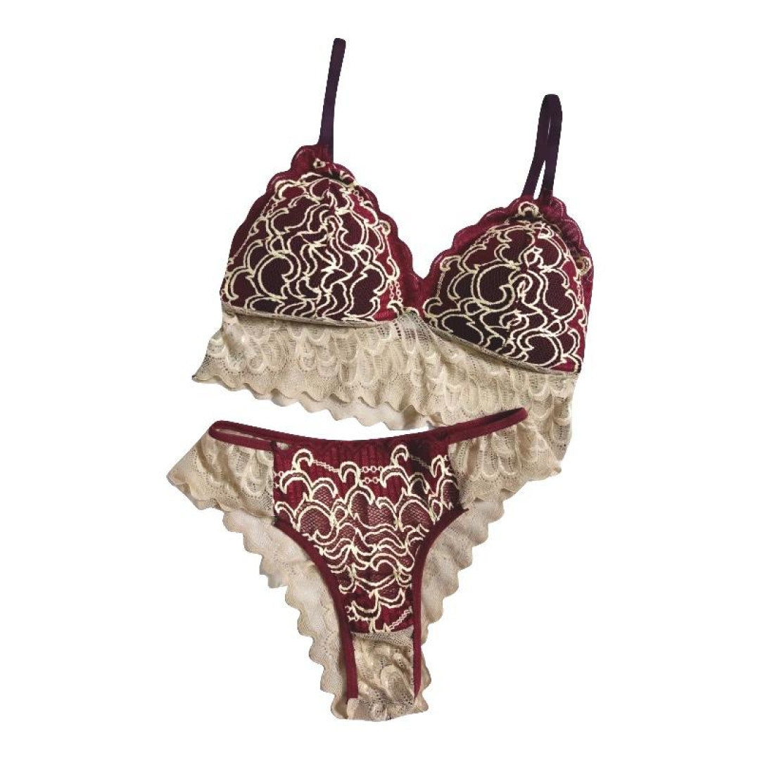 Conjunto Lingerie Renda Estampada Lu