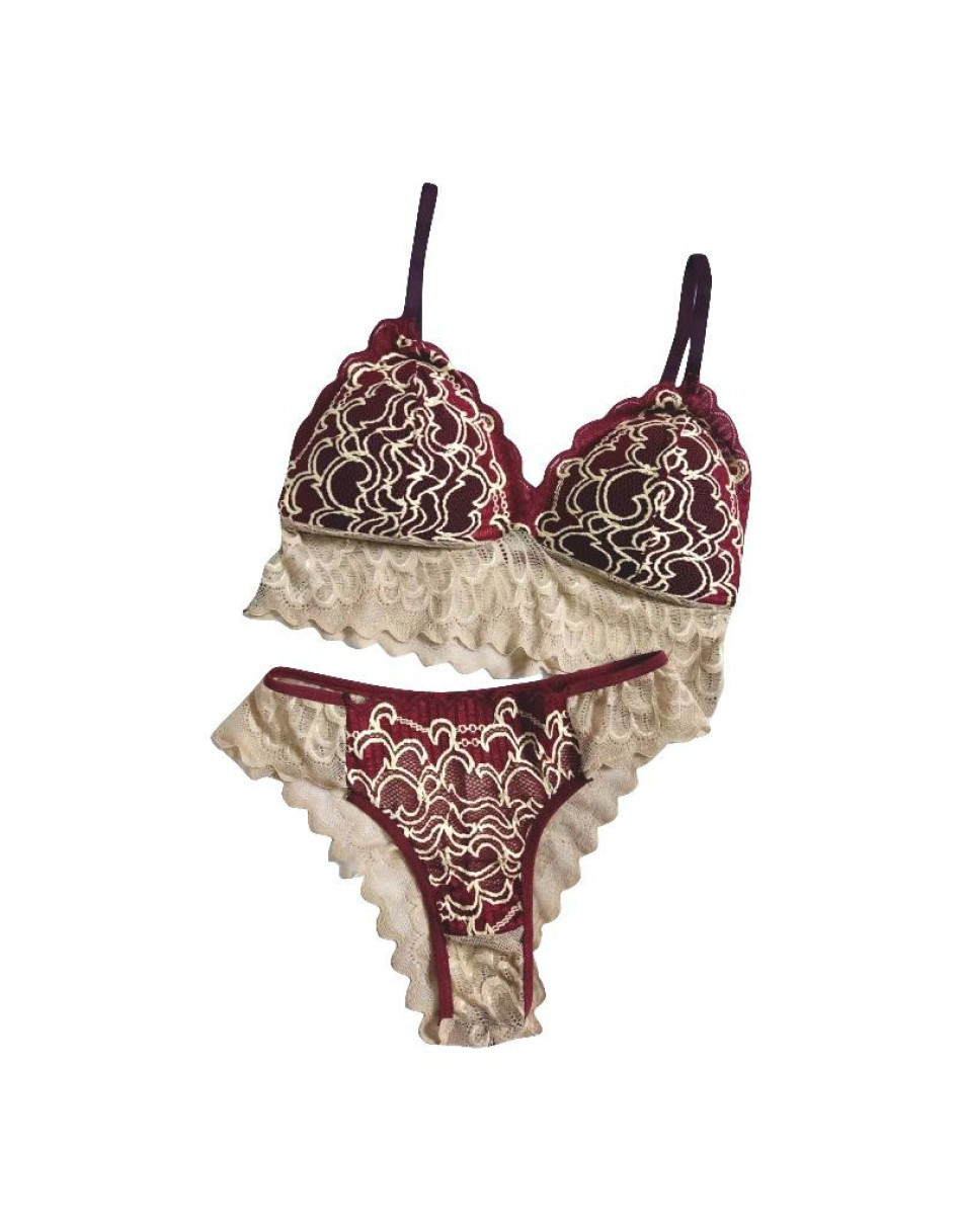 Conjunto Lingerie Renda Estampada Lu