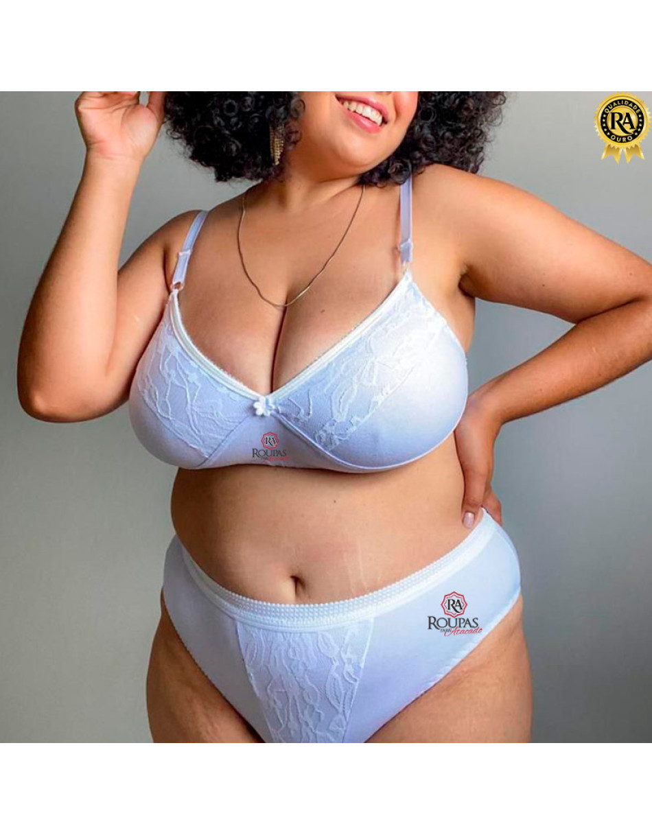 Conjunto Lingerie Plus Size de Algodão Sem Bojo