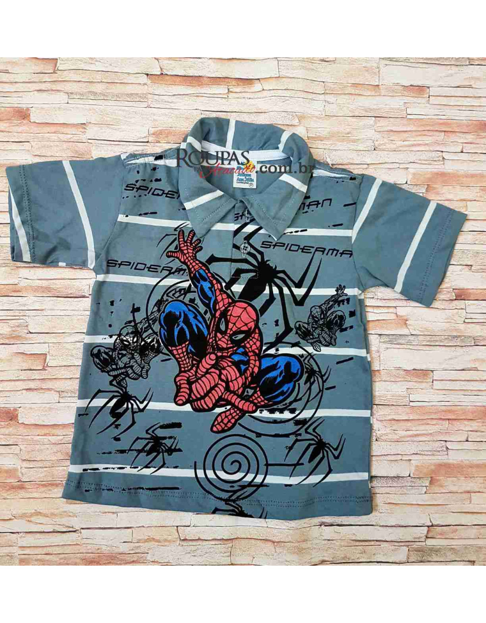 Camisa Polo Infantil Listrada com Aplicações