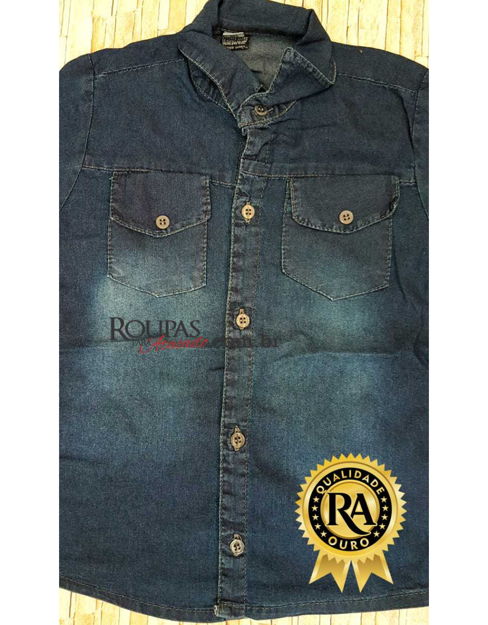 Camisa Social Jeans Infanto Juvenil 8 a 14 anos