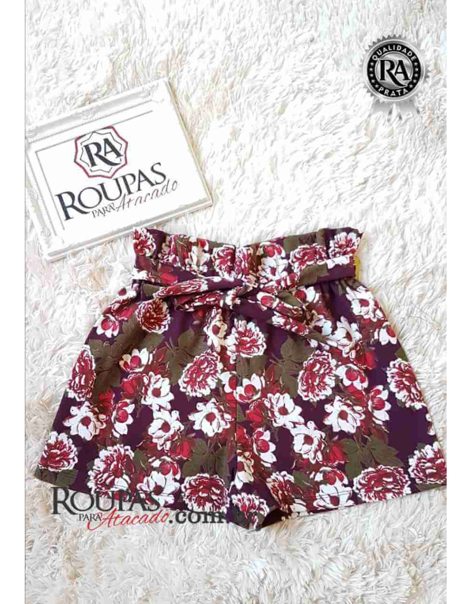 Short Estampado Feminino Adulto com Laço