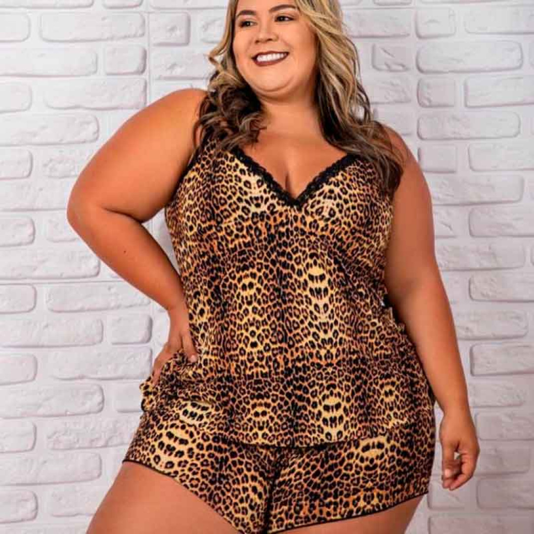 Baby Doll Plus Size Microfibra Estampada