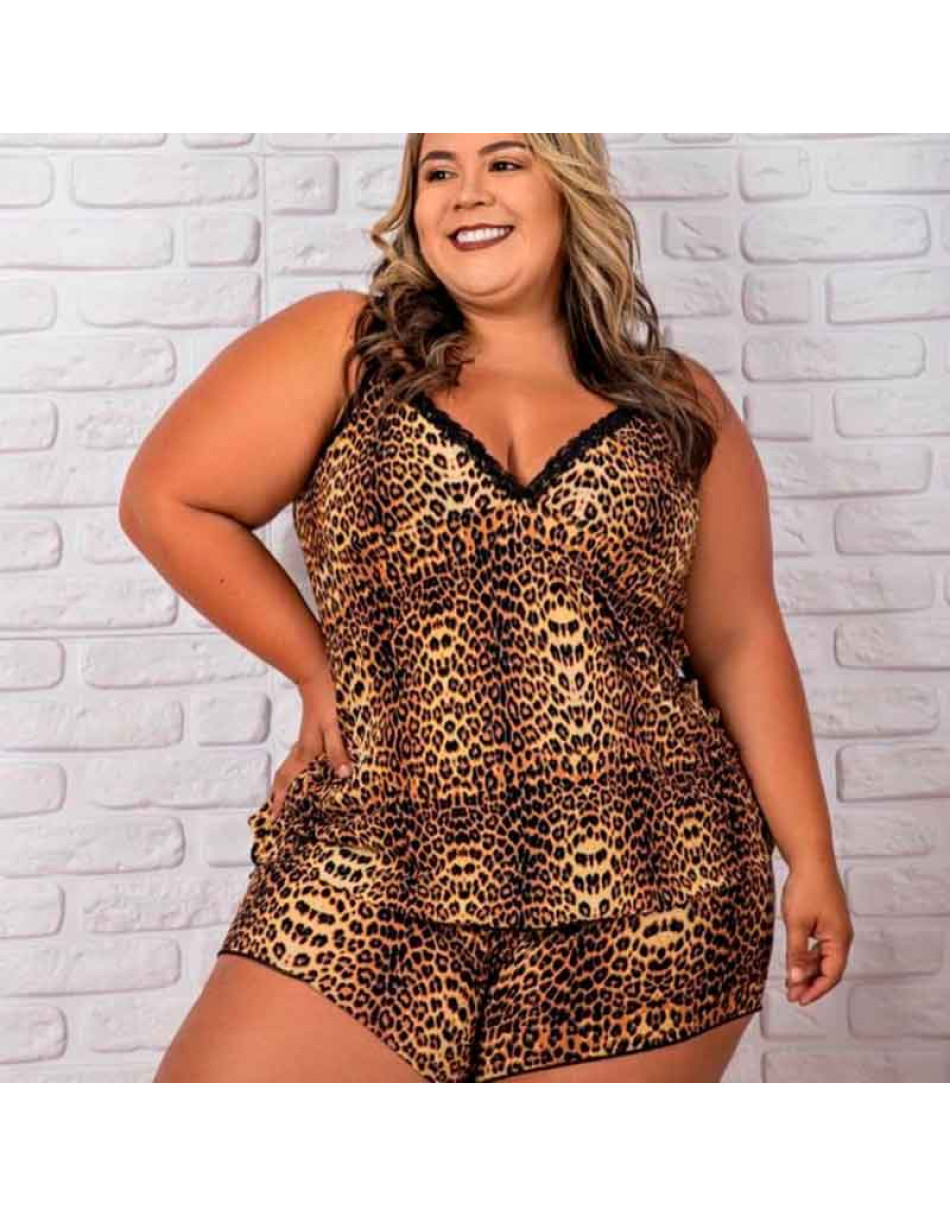 Baby Doll Plus Size Microfibra Estampada