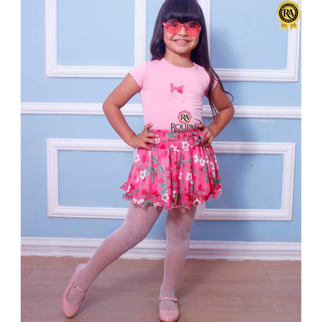 Conjunto Infantil Saia Renda E Blusa Elysa