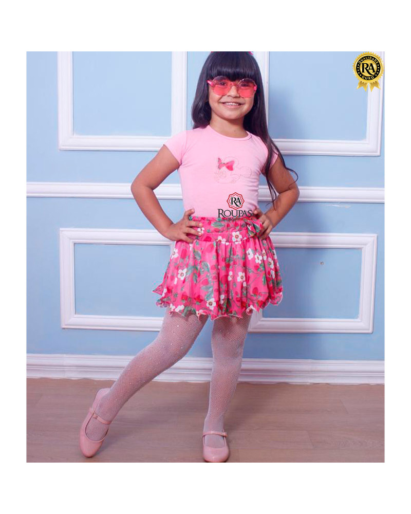 Conjunto Infantil Saia Renda E Blusa Elysa