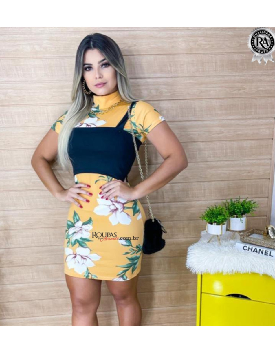 Vestido Com Cropped Sobreposição