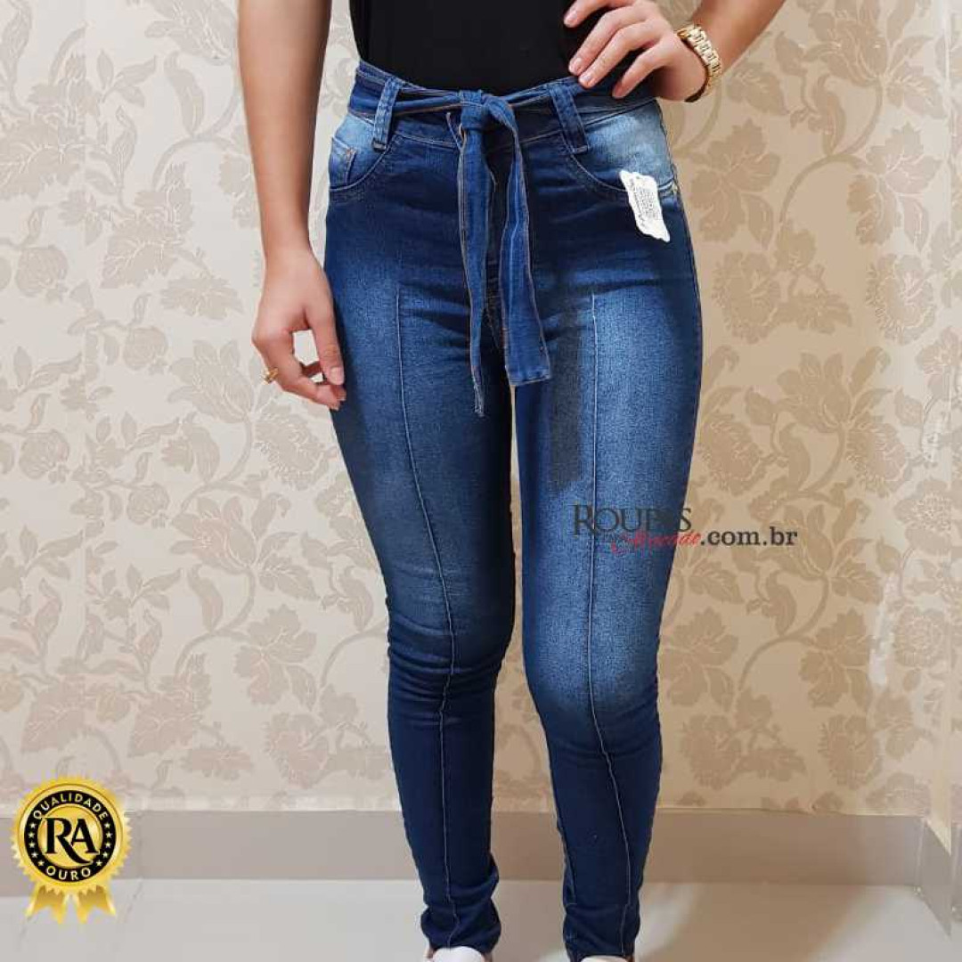 Calça Jeans Com laço Cintura Alta