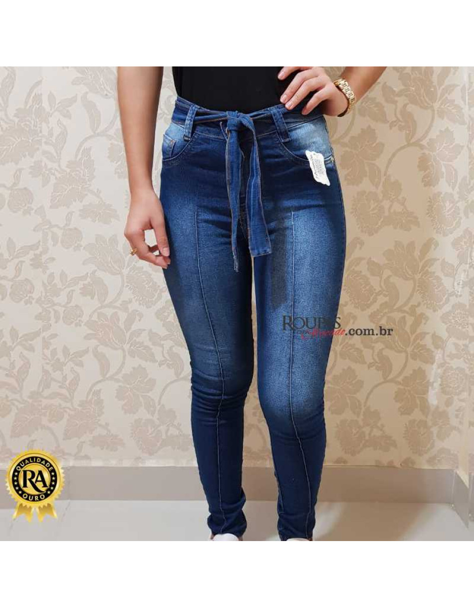 Calça Jeans Com laço Cintura Alta