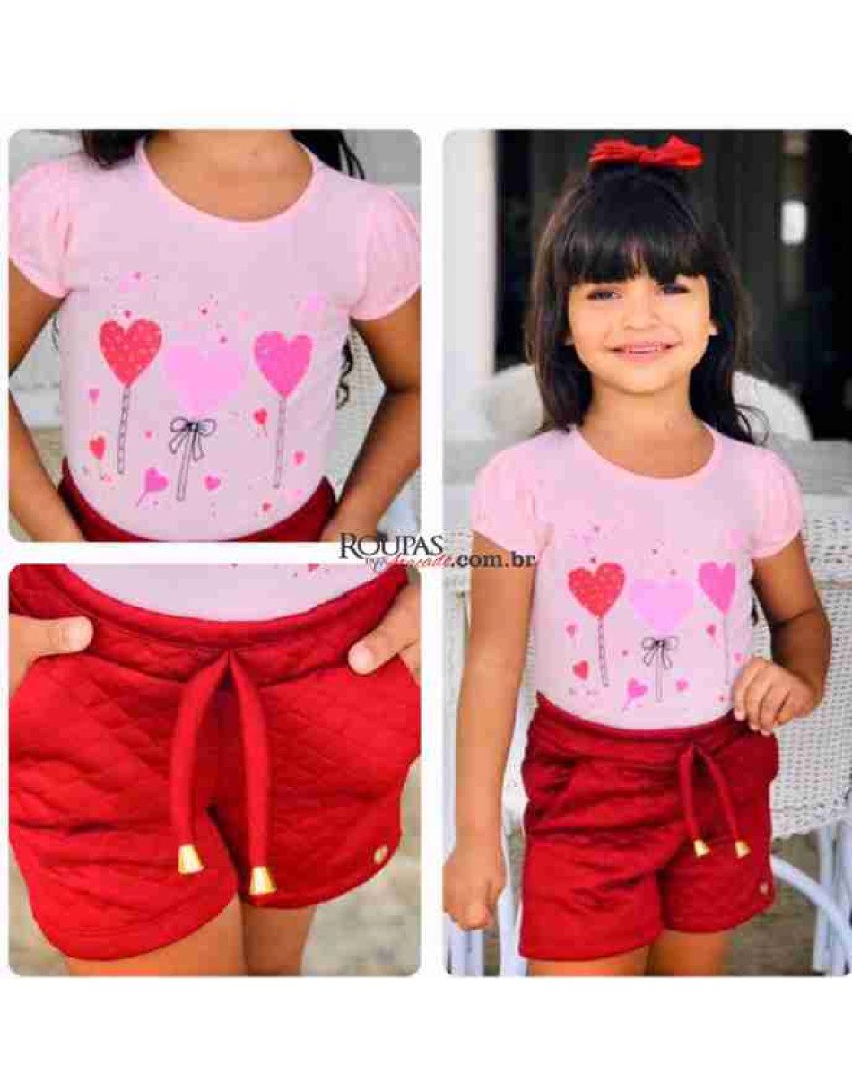 Short Infantil Matelassê Com Bolso