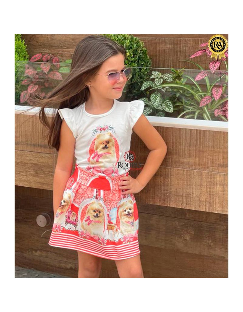 Conjunto Saia E Blusa Infantil Princesas