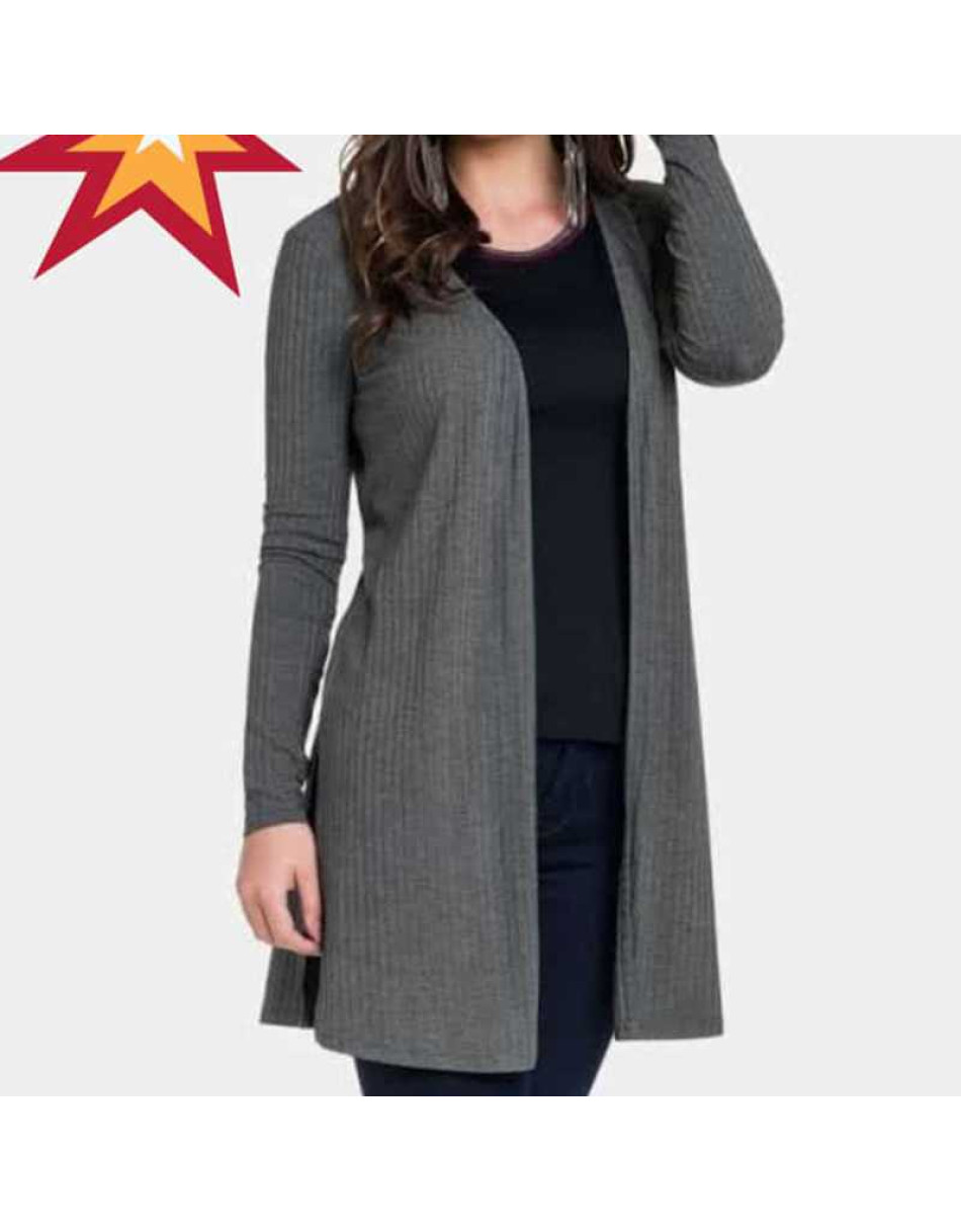 Casaco Cardigan Canelado Feminino