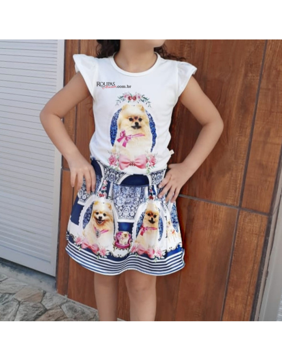 Conjunto Saia E Blusa Infantil Princesas