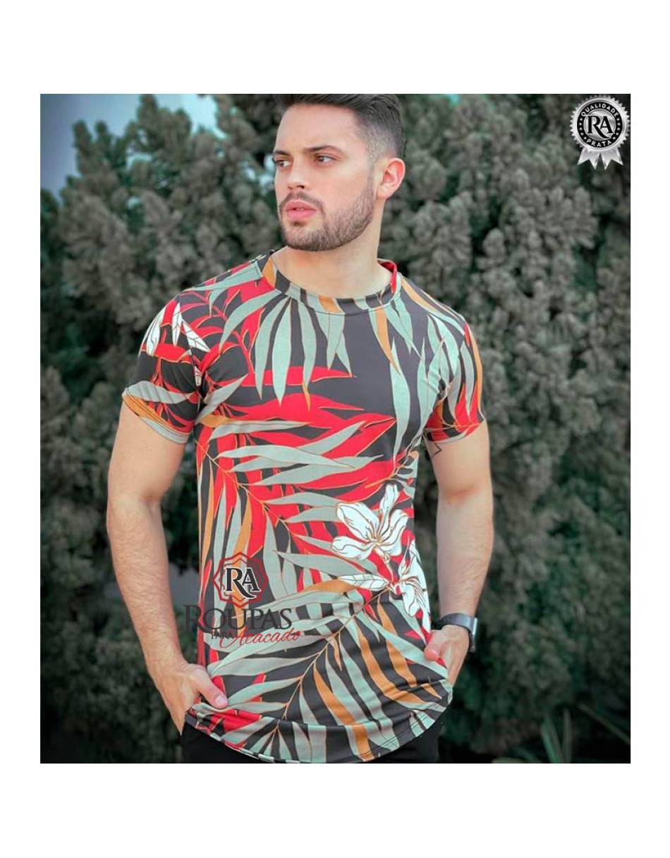 Camisa Masculina Longline Floral