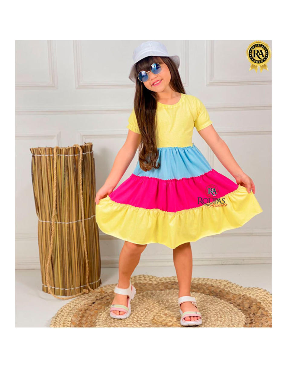 Vestido Infantil Três Marias Bicolor 