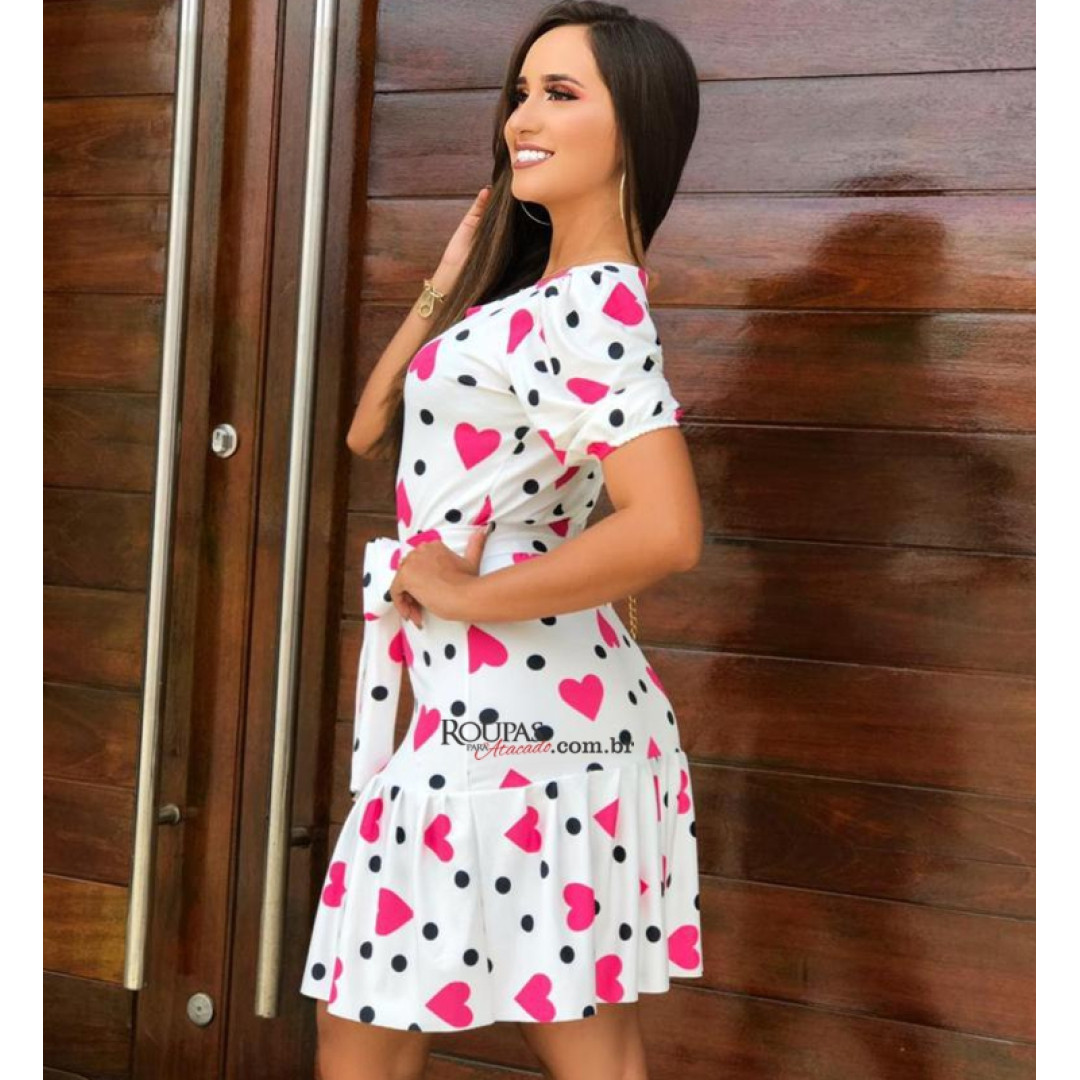 Vestido Com Babado E Laço Vanessa