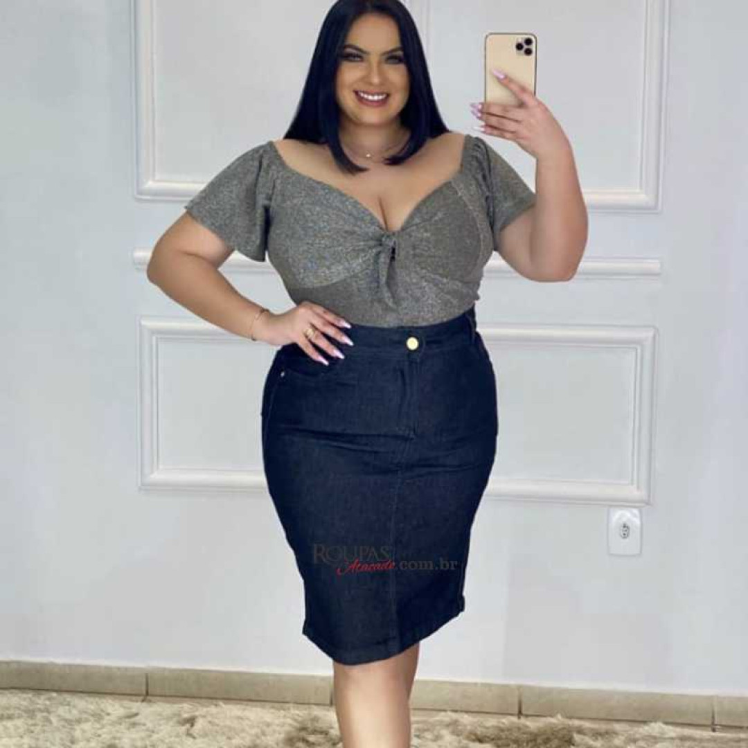 Saia Plus Size Jeans com Lycra Evangélica vários modelos