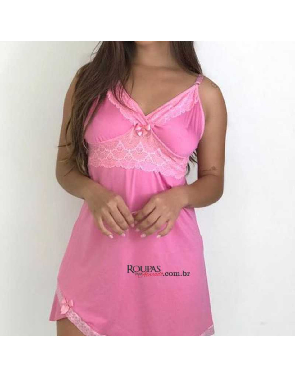 Camisola Em Microfibra Com Renda