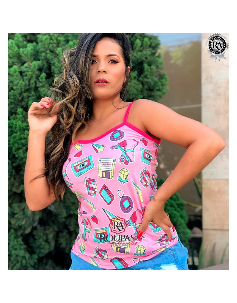 Blusa Alcinha Em Malha Leila Estampada