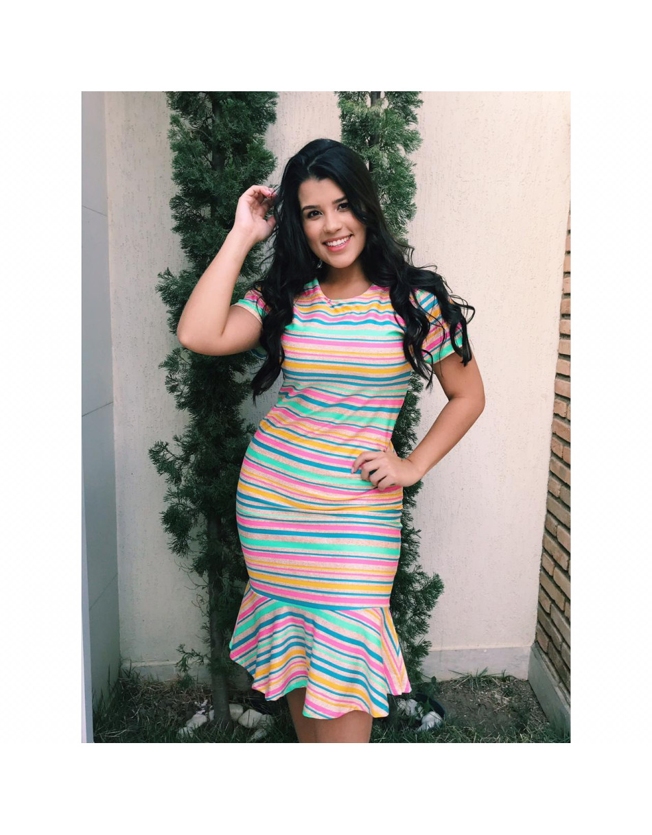 Vestido Midi Estampado Com Babado P M G