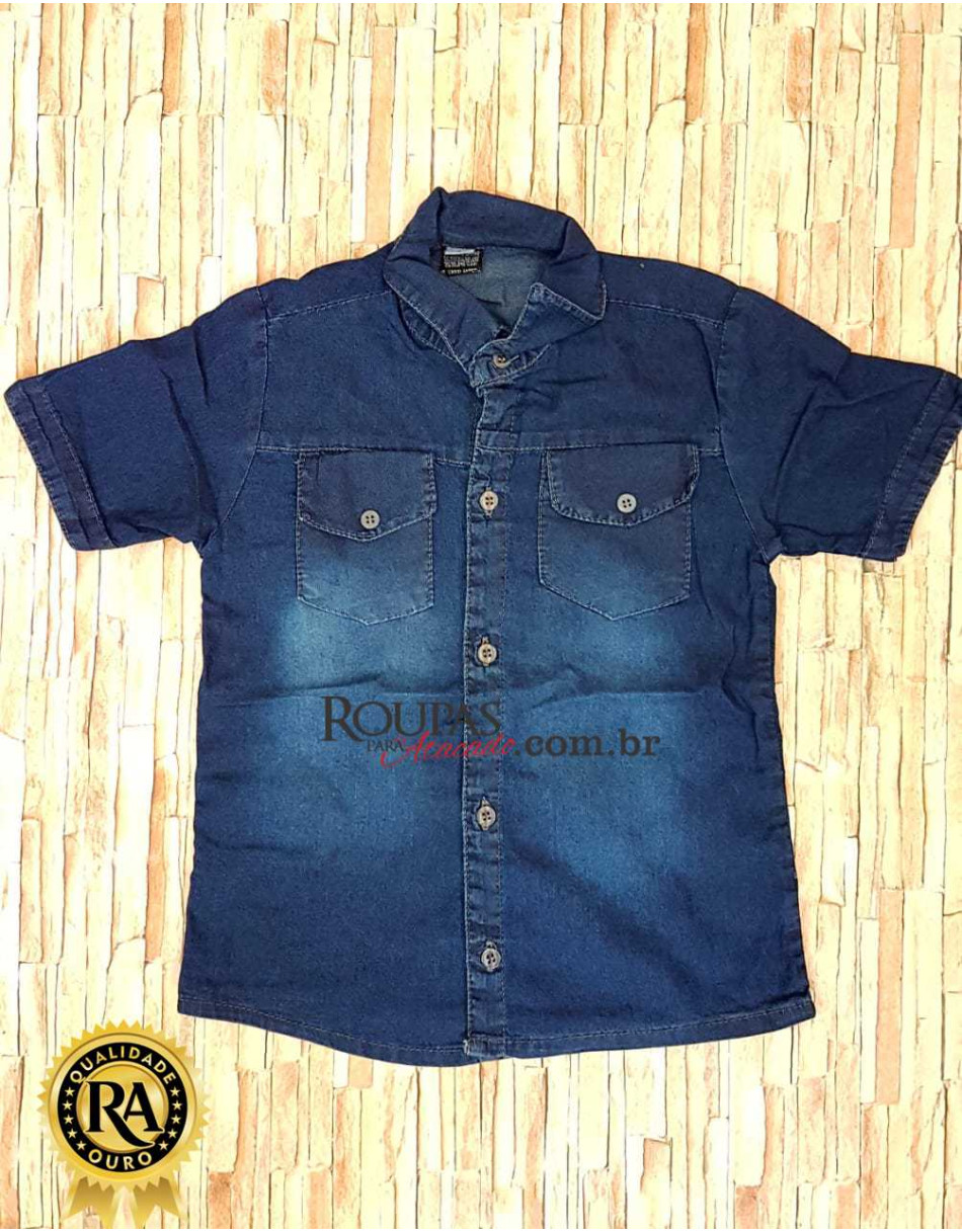 Camisa Social Jeans Infanto Juvenil 8 a 14 anos